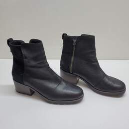 Sorel Cate Bootie Black Leather Sz 8 Ankle Boots