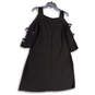 Womens Black 3/4 Sleeve Cold Shoulder Pullover Shift Dress Size Large image number 2