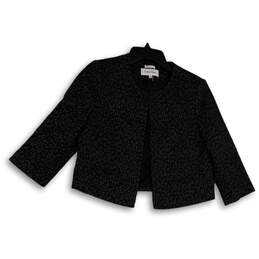 Womens Black Gray Animal Print Long Sleeve Stretch Cropped Jacket Size 8P