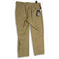 NWT Mens Khaki Flat Front Slash Pocket Straight Leg Dress Pants Size 42x32 image number 2