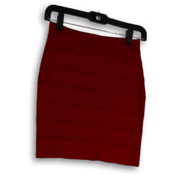 Womens Red Flat Front Elastic Waist Pull-On Bandage Skirt Size Medium