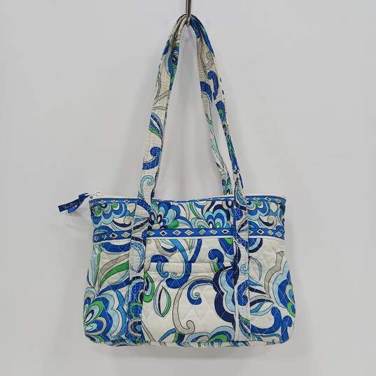 Vera Bradley White/Blue/Green Pattern Shoulder Handbag image number 1