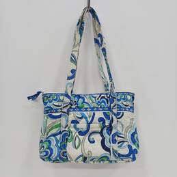 Vera Bradley White/Blue/Green Pattern Shoulder Handbag