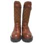 Exeter Brown Quilted Suede Leather Riding Shearling Boots Women's Size 39 image number 3