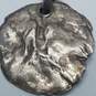 Vintage Sterling Silver Leather Hammered Round Pendant 24in Necklace 14.3g image number 6