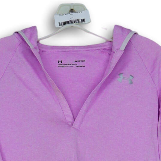 Womens Pink Raglan Sleeve Loose Fit Heatgear Pullover Hoodie Size Small image number 2