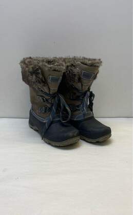 KHOMBU Grey Lace Up Snow Boot with Faux Fur Accent Women 8