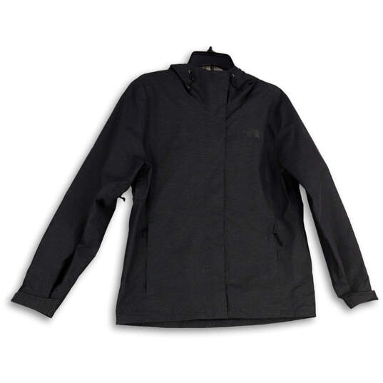 Womens Gray Long Sleeve Hooded Full-Zip Rain Jacket Size Large image number 1