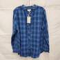 NWT Lucky Brand WM's Blue Plaid Ruffle Cotton Blend Button Shirt Size XL image number 1