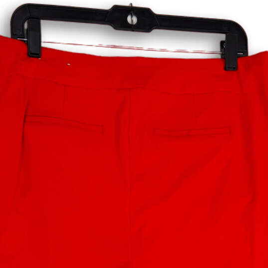 Womens Red Flat Front Elastic Waist Welt Pocket Capri Pants Size 14 image number 4