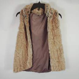 Abercrombie & Fitch Women Beige Faux Fur Vest S