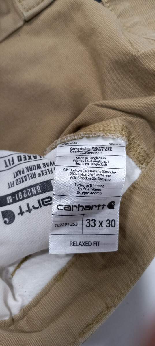 Carhartt Men's Tan Rugged Fit Rigby Work Jeans Pants 33x30 image number 4