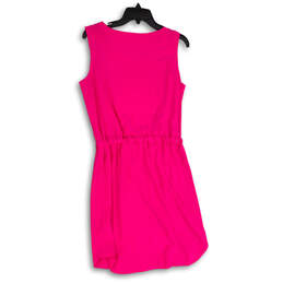 Womens Pink Pleated Sleeveless Round Neck Short A-Line Dress Size 8 alternative image