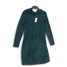 NWT Lou & Grey Loft Womens Green Cowl Neck Long Sleeve Shift Dress Size M