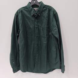 Eddie Bauer Men's Dark Jade LS 100% Cotton Classic Fit Button Up Shirt Size L NWT