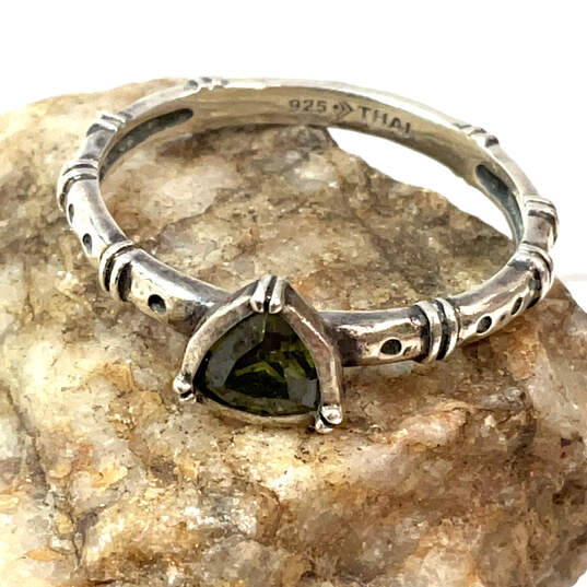 Designer Silpada 925 ALE Sterling Silver Green Cubic Zirconia Stacking Ring image number 1