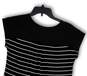NWT Womens Black White Striped V-Neck Short Sleeve Pullover Blouse Top Sz S image number 4