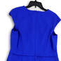 NWT Womens Blue Short Cap Sleeve Back Zip Knee Length Sheath Dress Size 16 image number 4