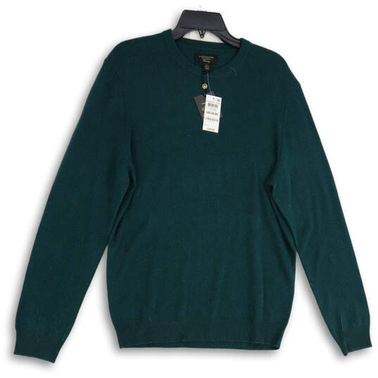 NWT Womens Green Cashmere Long Sleeve Crew Neck Pullover Sweater Size M image number 1