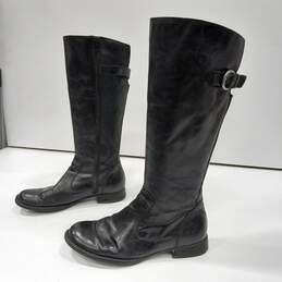 Born Leather Black Tall Side Zip Boots Size 9 alternative image