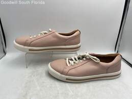 Clarks Womens Pink Leather Round Toe Low Top Lace-Up Sneaker Shoes Size 9W