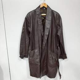 Men's Excelled Belted Leather Trench Coat Sz XLTall