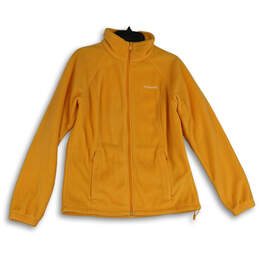 Womens Orange Fleece Mock Neck Long Sleeve Full-Zip Jacket Size Large