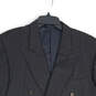 Mens Black Blue Striped Long Sleeve Peak Lapel Double Breasted Blazer Sz 44 image number 3