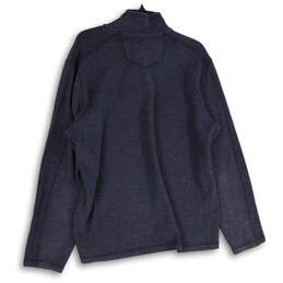 Mens Navy Blue Mock Neck 1/4 Zip Long Sleeve Pullover Sweater Size XL alternative image