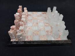 Vintage Pink Soapstone Incomplete Chess Set