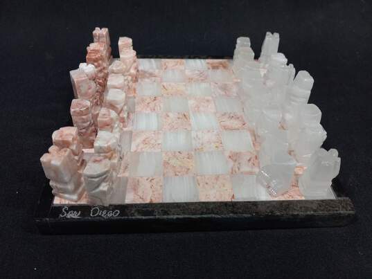 Vintage Pink Soapstone Incomplete Chess Set image number 1