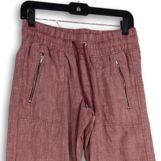 Womens Purple Zipper Pocket Drawstring Wide Leg Ankle Pants Size 4/P image number 3