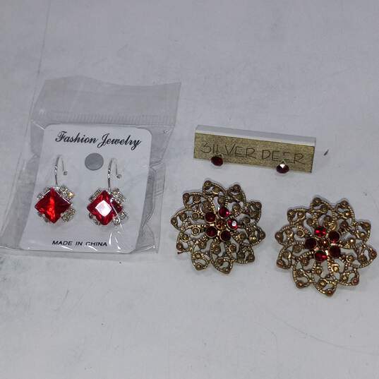 Assorted Red Tone Fashion Jewelry Lot of 9 image number 2