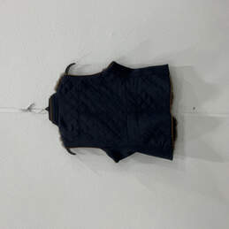 Womens Blue Sleeveless Faux Fur Pocket Stretchy Full-Zip Vest Size Small alternative image