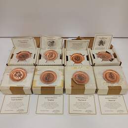Lot of 8 Hamilton Collection Norman Rockwell Copper Demi-Collector Plates Ltd Edition Home Decor