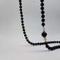 14k Gold Onyx Bead Fw Pearl 32 Inch Endless Collar Necklace 75..0g image number 5