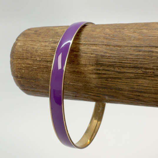 Designer J. Crew Gold-Tone Purple Enamel Round Shaped Bangle Bracelet image number 1