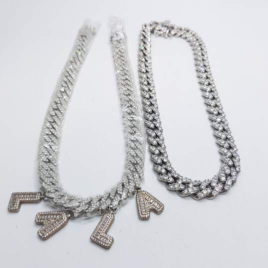 Iced Out Gold Tone 15-16 inch Crystal SS Cuban Chain LALA Charm Necklace Collection image number 1