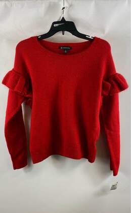NWT International Concept Womens Red Ruffle Long Sleeve Pullover Sweater Size XL