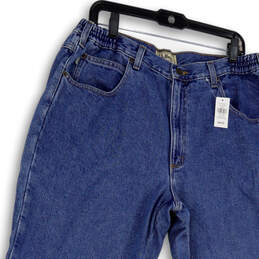 NWT Womens Blue Medium Wash Pockets Stretch Denim Mom Jeans Size 38/32