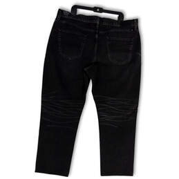 Mens Black Denim Dark Wash Stretch Pockets Straight Leg Jeans Size W42xL32 alternative image