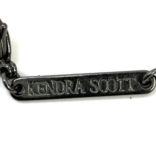 Designer Kendra Scott Elisa Slate Gray Crystal Cut Stone Pendant Necklace image number 4