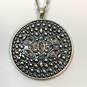Designer Lucky Brand Silver-Tone Rhinestone Chain Round Pendant Necklace image number 4