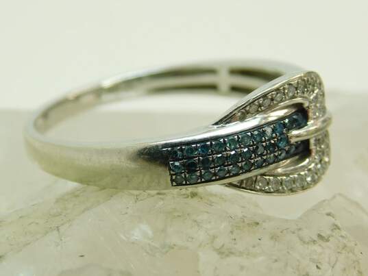 10K White Gold Diamond Accent Buckle Ring 3.0g image number 4