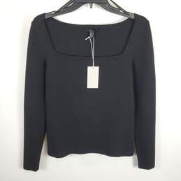 Cos Women Black Square Neck Long Sleeve Top M NWT