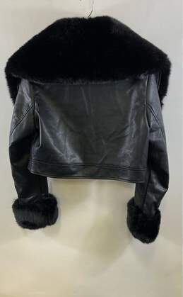 Azalea Wang Womens Black Faux Fur Long Sleeve Short Biker Jacket Size X Large alternative image