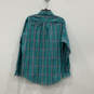 Mens Blue Plaid Pleated Long Sleeve Collared Button-Up Shirt Size Large image number 2