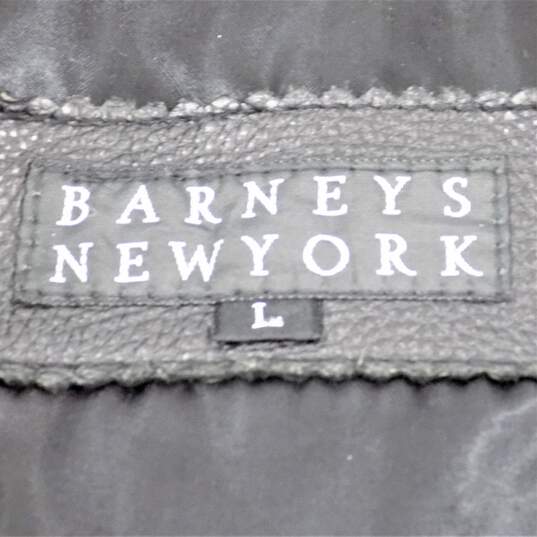 VTG Barneys New York Men's Black Leather Button Down Jacket Car Coat Size Large image number 5