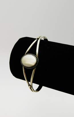 Artisan RLG Signed Southwestern Style Mother Of Pearl Cuff Bracelet 11.3g