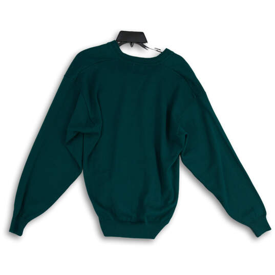 NWT Mens Green Knitted V-Neck Long Sleeve Pullover Sweater Size Medium image number 2
